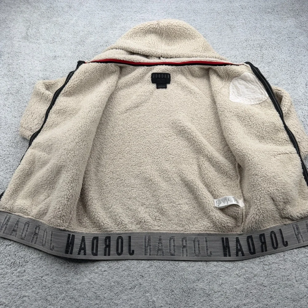 Air Jordan Jacket Boys Large 12-13 Yrs Beige Sherpa Teddy Fleece Hoodie Jumpman